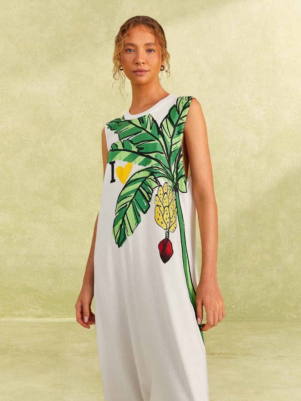 FARM Rio White Tropical Palm Print Sleeveless Jumpsuit - Picture 2 of 4